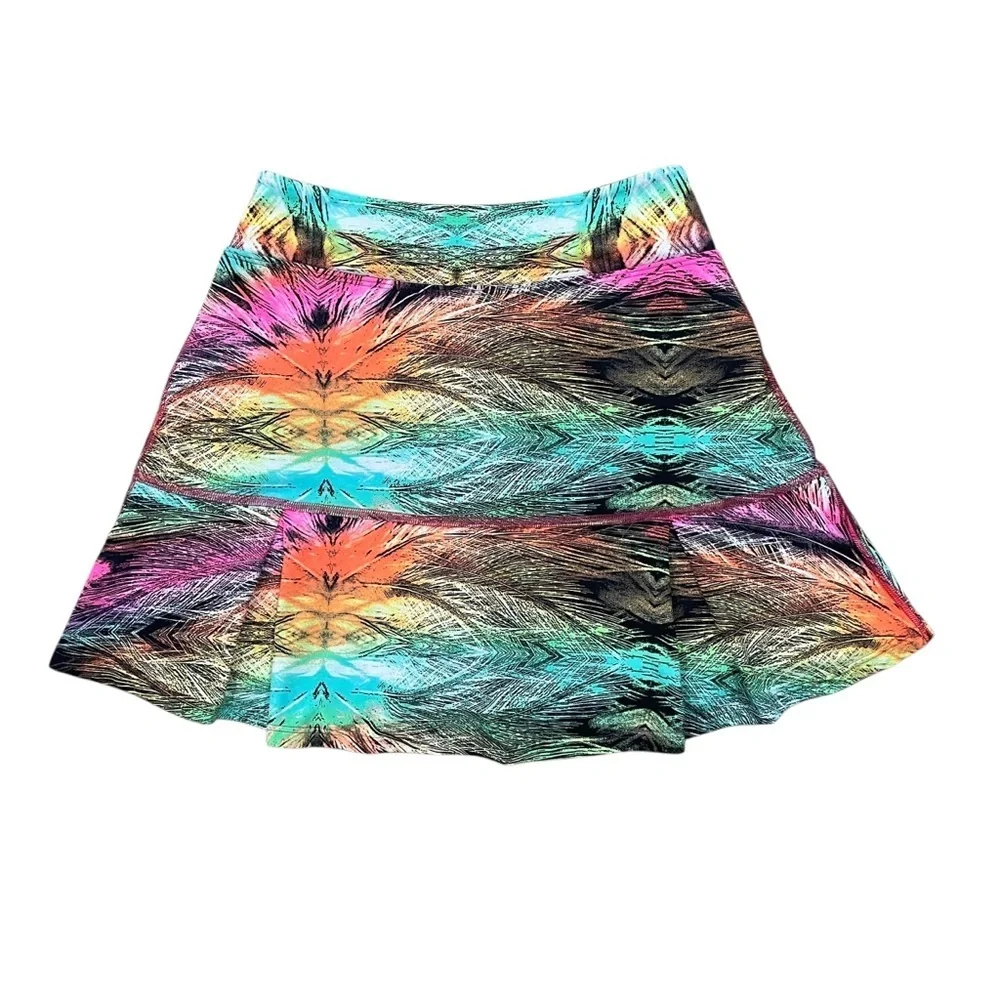 Dona Jo Jojo Tennis Skirt 14.5" Skort Black Feather Multicolor Size 1/Small - Picture 2 of 7